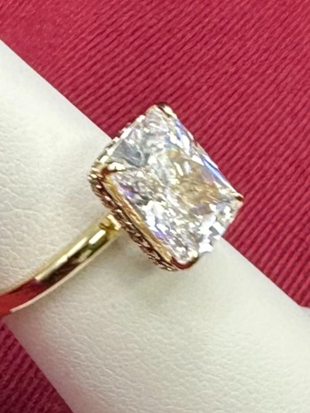 14K Gold Plated Clear Emerald Cut CZ Ring Size 5 1/2